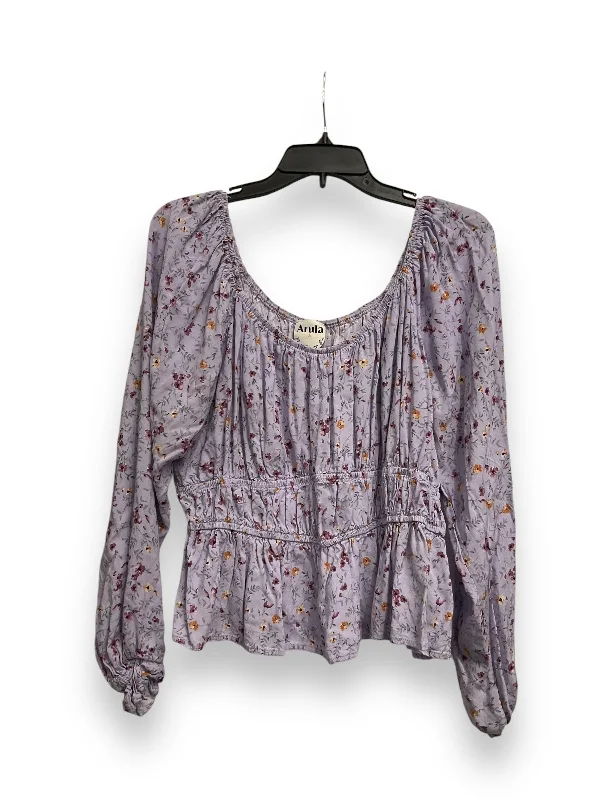 Top Long Sleeve By Cmc In Floral Print, Size: 1x