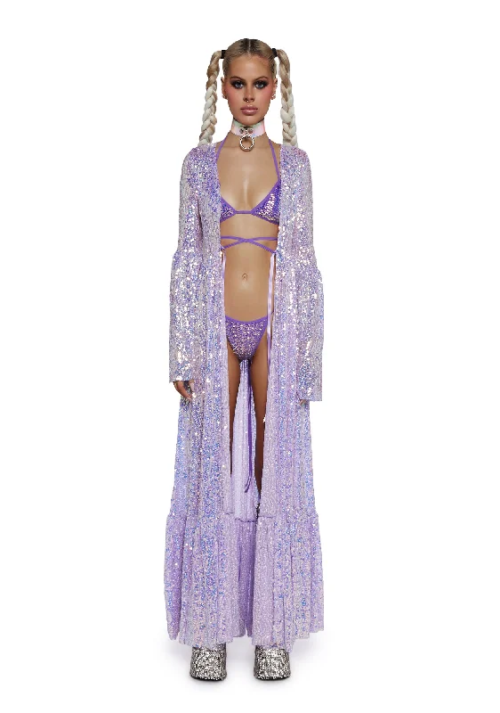 Electric Daze Sequin Duster- Light Purple