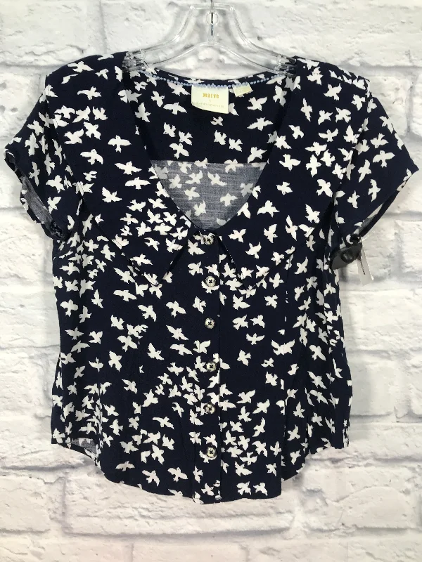 Top Short Sleeve By Maeve In Blue & White, Size: S