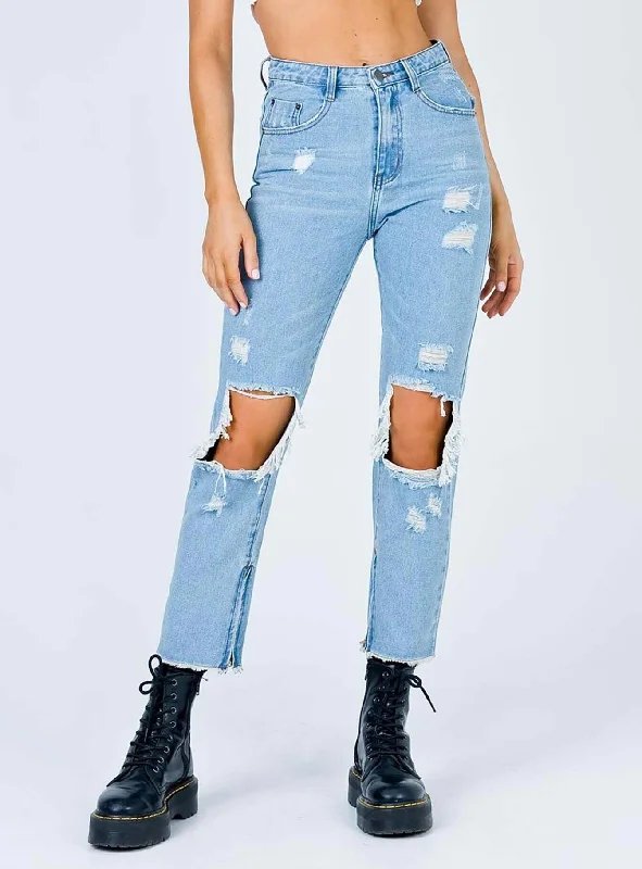 Erissa Knee Rip Jeans Light Wash Denim