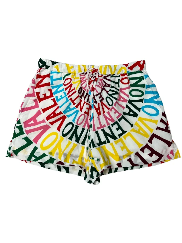 Valentino Luxury Rainbow Logo Designer Shorts, Size: 42 / 6