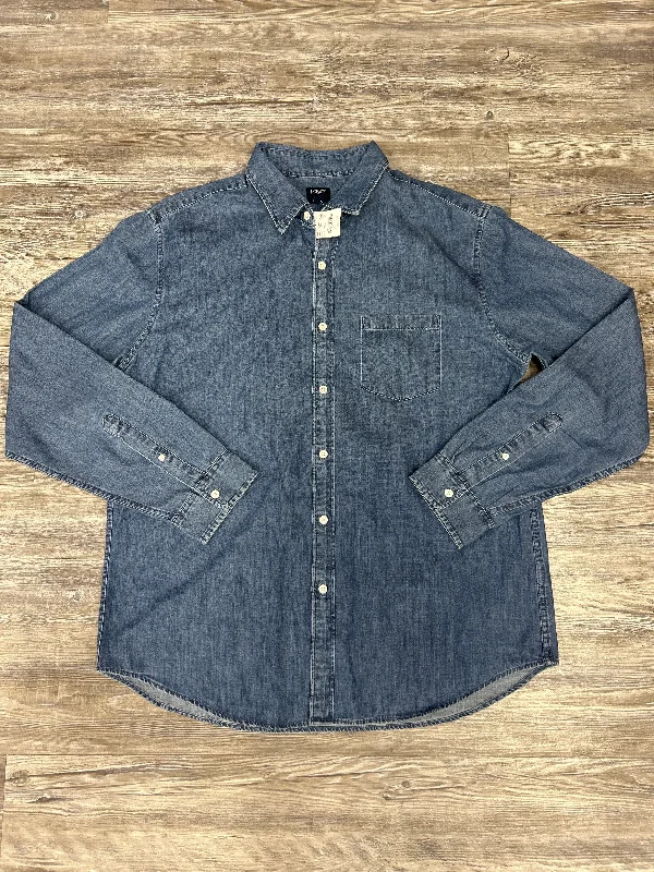 Top Long Sleeve By J. Crew In Blue Denim, Size: Xl