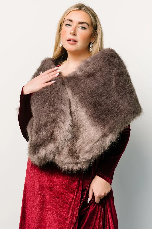 Jovie Faux Fur Shawl | French Gray