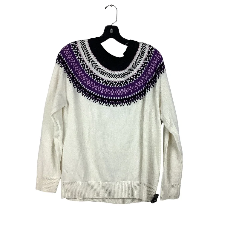 Sweater By Talbots In Purple & White, Size: L