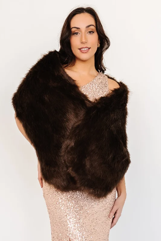 Jovie Faux Fur Shawl | Chocolate