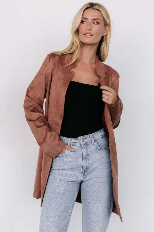 Floral Style Queenie Faux Suede Jacket | Dusty Clove