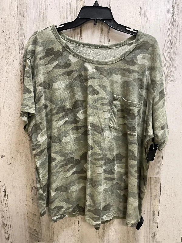 Top Short Sleeve By Ana In Camouflage Print, Size: 2x