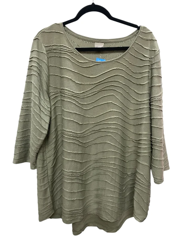 Top 3/4 Sleeve By Chicos In Green, Size: 4