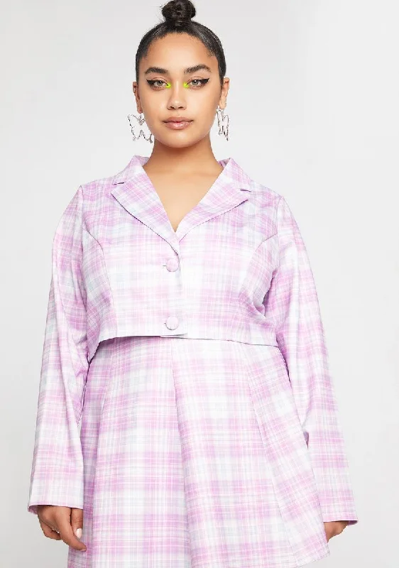 Plus Pretty Back 2 School Baddie Plaid Blazer