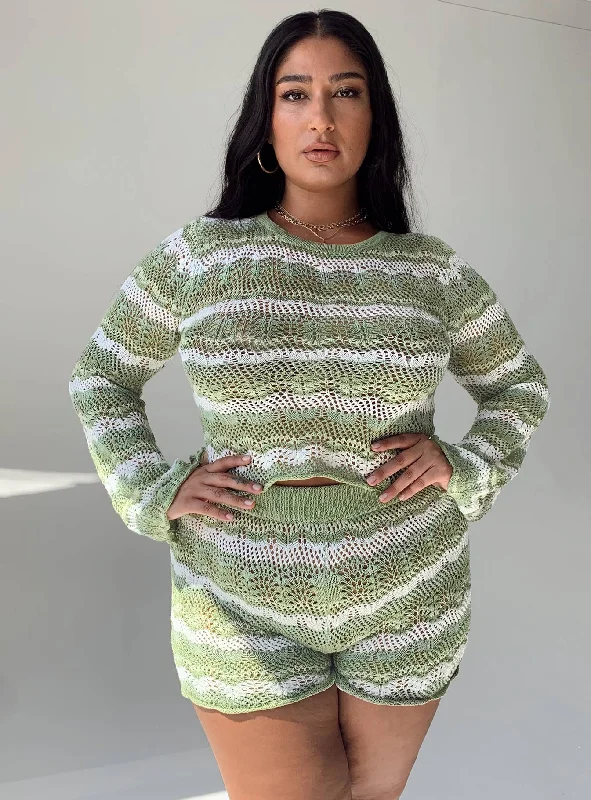 Exclusive Sale Leah Knit Set Green Multi Curve