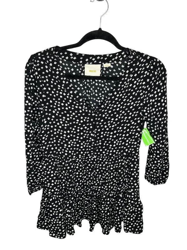 Top Long Sleeve By Maeve In Black & White, Size: S