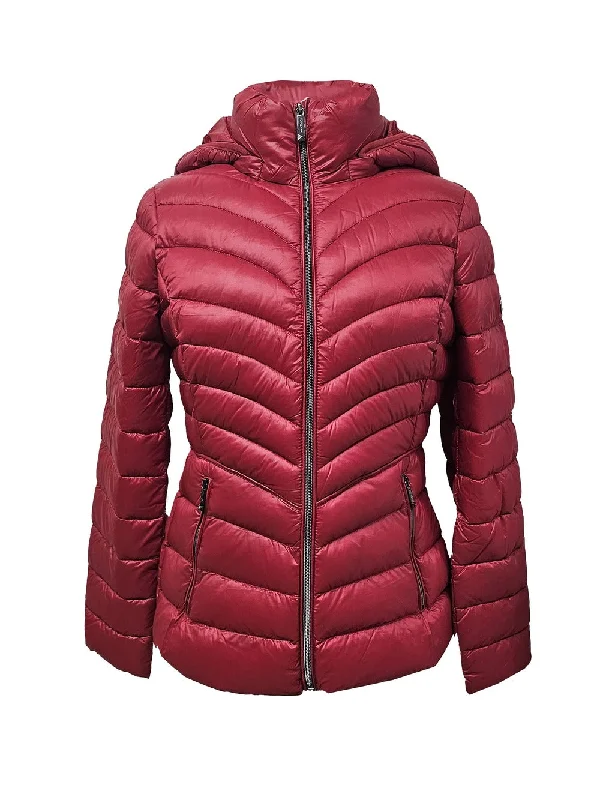 Michael Michael Kors Women's Lightweight Down Packable Coat, Red