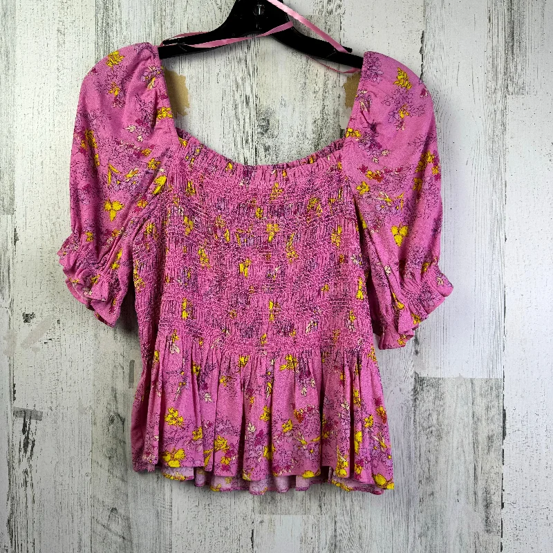 Pink Top Short Sleeve Scoop, Size S