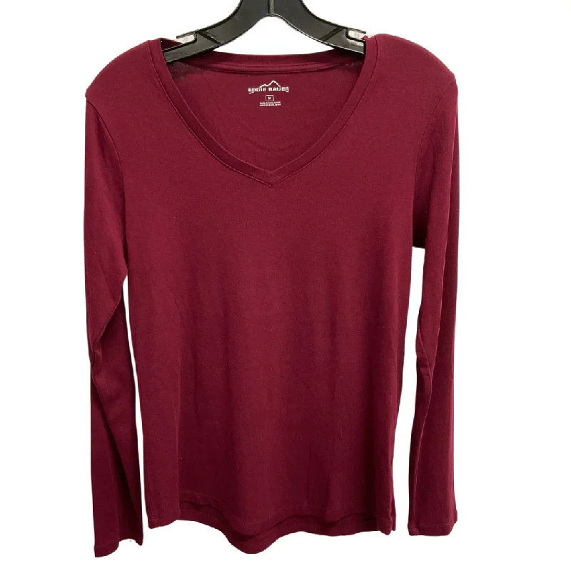 Top Long Sleeve Basic By Eddie Bauer In Maroon, Size: M