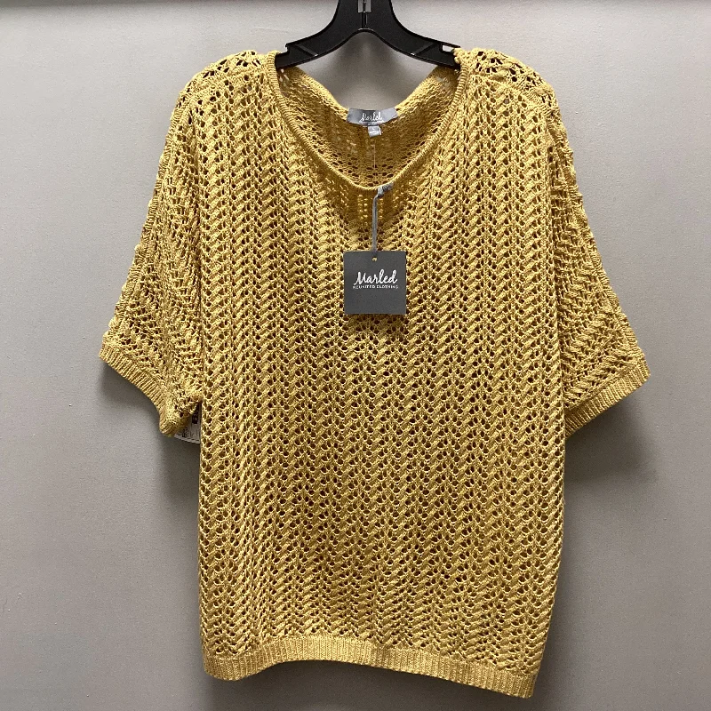 Sweater Short Sleeve By Marled In Yellow, Size: L