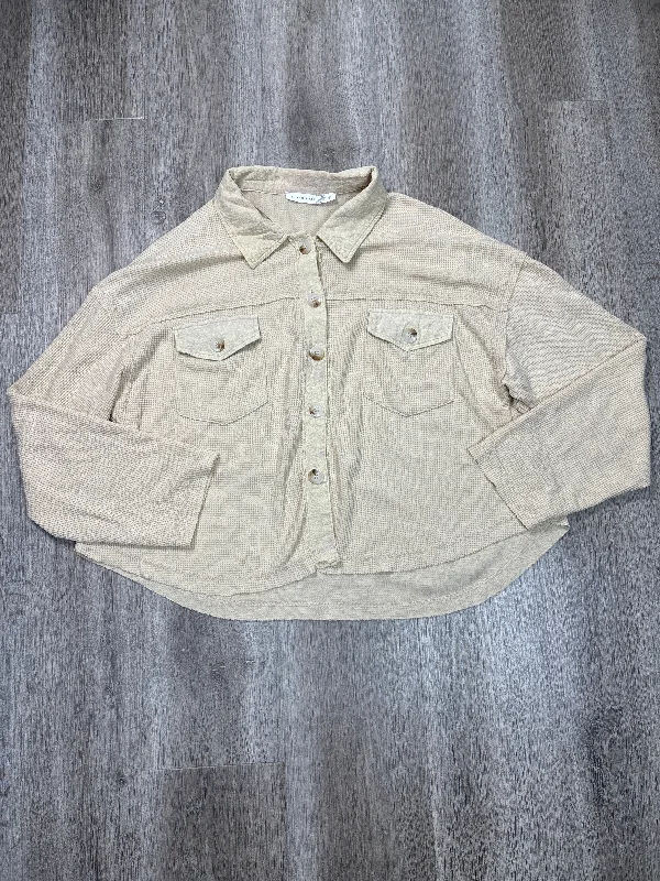 Top Long Sleeve By Altard State In Tan, Size: L