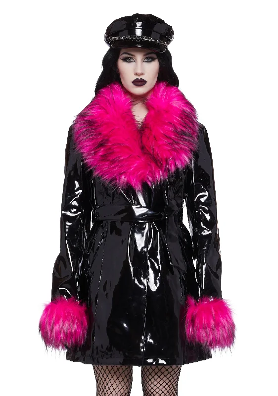 Pop of Darkness Faux Fur Coat