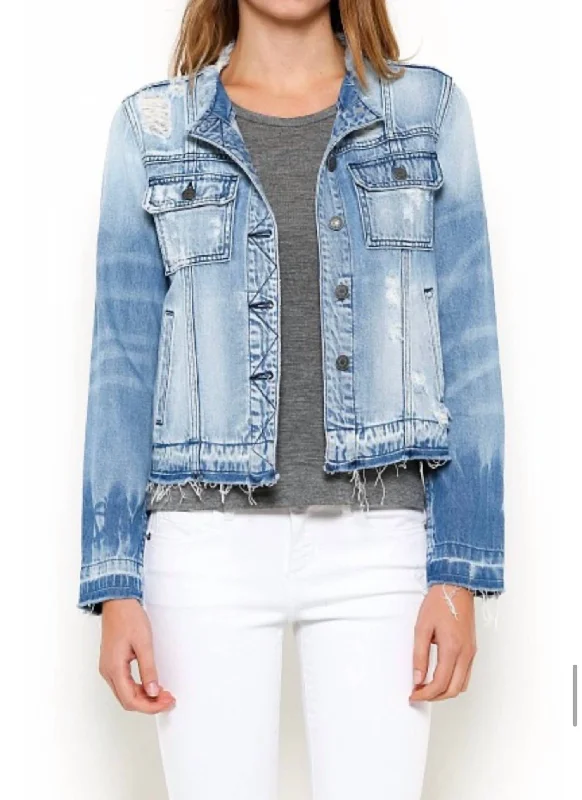 Colette Collarless Jacket In Light Denim