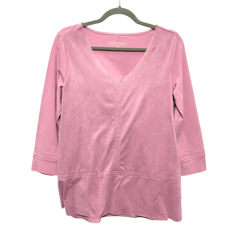 Top 3/4 Sleeve By Soft Surroundings In Pink, Size:S