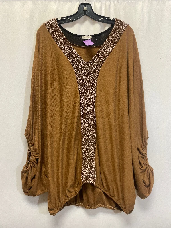 Brown Top Short Sleeve Oddi, Size 2x