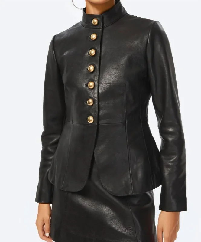 Lorraine Genuine Leather Jacket In Black