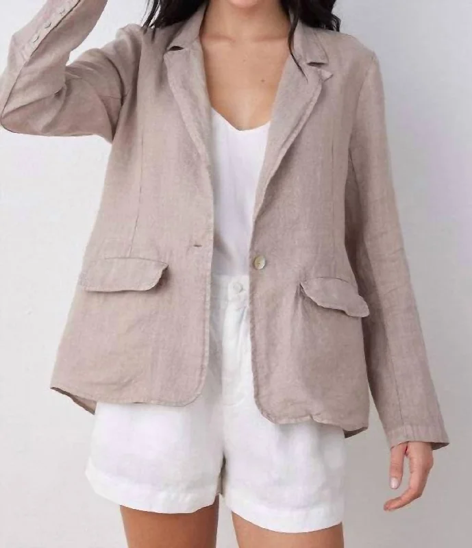 Easy Longline Blazer In Coastal Fog