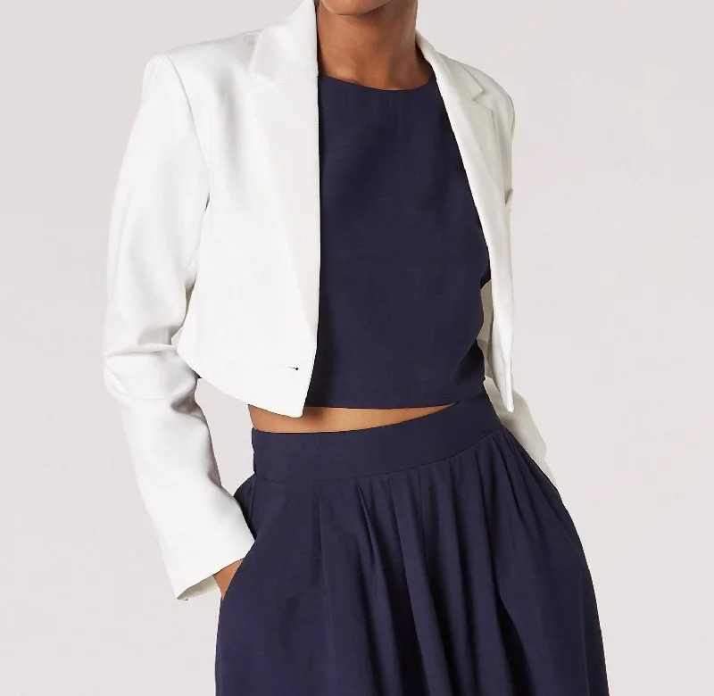 Cropped Blazer In White