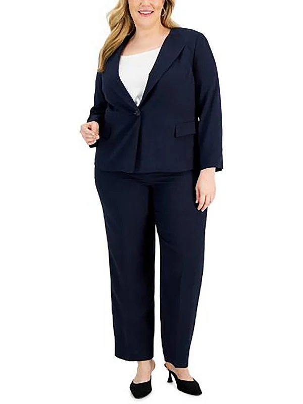 Plus Womens Business Work Wear One-Button Blazer