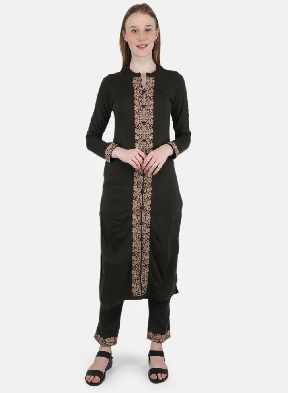 Women Green Kurti+Lower Set for Winter