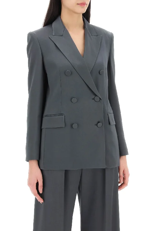 Max Mara Studio Teiera Satin Double-Breasted Blazer