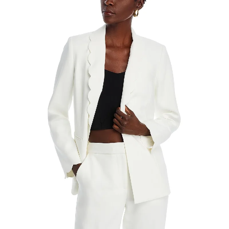 Womens Scalloped Trim Office One-Button Blazer