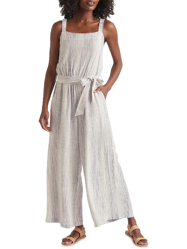 Twila Womens Linen Blend Striped Jumpsuit