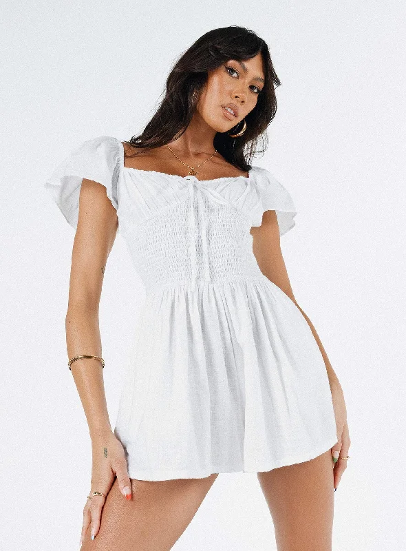 Front Row Romper Plain White