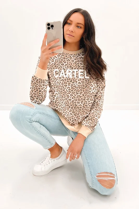 Relaxed Style Women's Professional Outfit Izzy Sweater Mocha Leopard