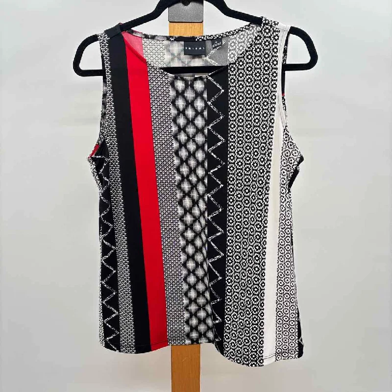Chic & Cozy Apparel Tribal Women's Size M Black Multi-Pattern Sleeveless Shirt