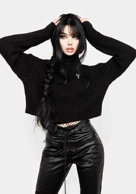 The Epitome Of Modern Women's Fashion Fate Funnel-Neck Crop Jumper