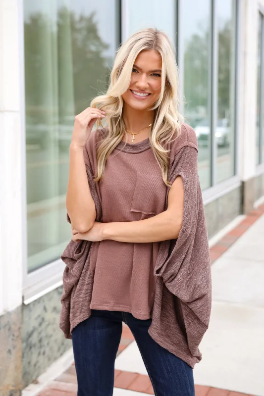 Limited Quantities FINAL SALE - Essential Coziness Brown Oversized Knit Top