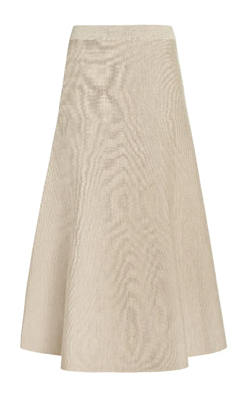 Exclusive Sale Freddie Knit Midi Skirt in Oatmeal Merino Wool Cashmere