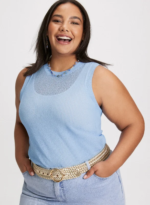 Limited - Time Bundle Sleeveless Open Knit Top