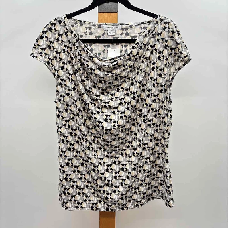 Romantic Detailing Liz Claiborne Women's Size XL Black Geometric Sleeveless Shirt
