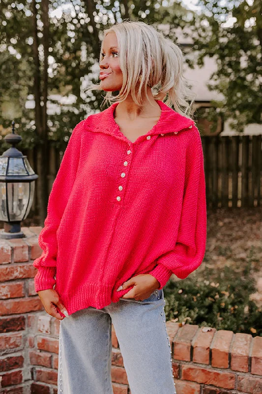 Elegant Styles Women's Active Garments For Workouts Apple Picking Pretty Knit Sweater In Bright Red