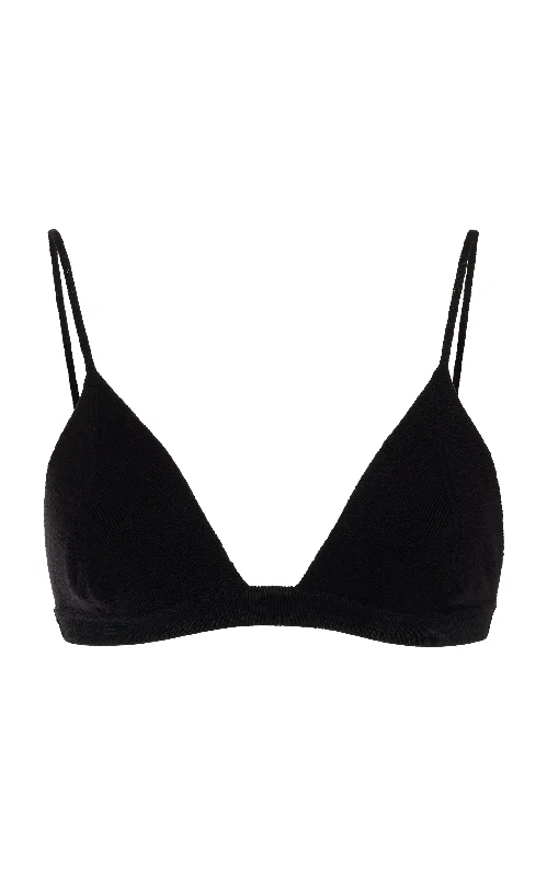 Trendy Women's Collection Chevier Knit Bra in Black Merino Wool