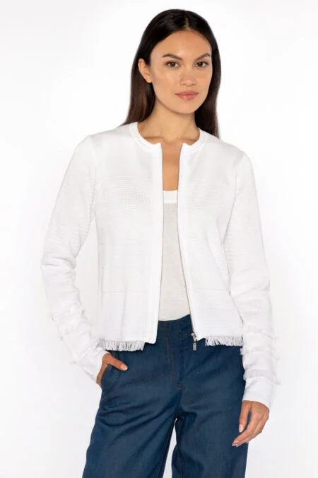 Sustainable Fashion Extravaganza Kinross Cashmere Fringe Zip Cardigan