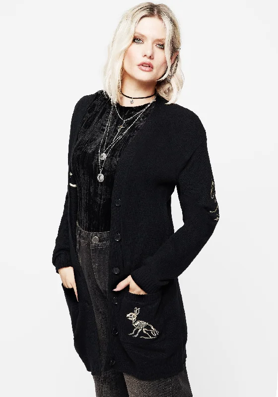 Classic Women's Fashion Hester Embroidered Knit Longline Cardigan