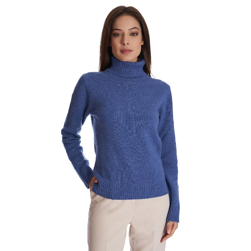 Trendy Women's Wear MID BLUE TURTLENECK