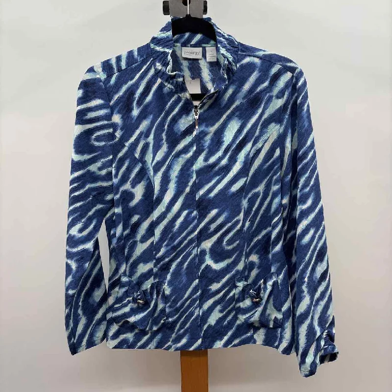 Feminine Allure Chico's Women's Size M Blue Wavy Jacket