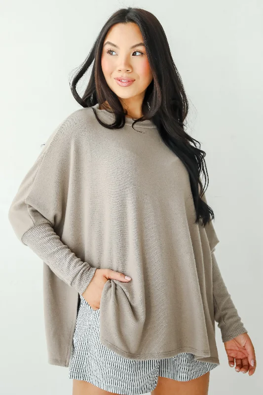 Elegant Details Easygoing Energy Mocha Soft Knit Top - DU DEAL