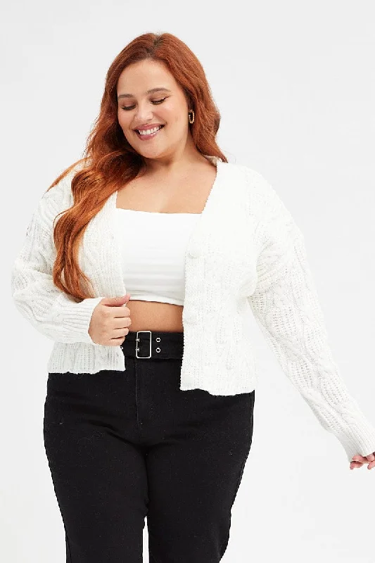 Hot Trends White Oversized Cable Knit Cardigan