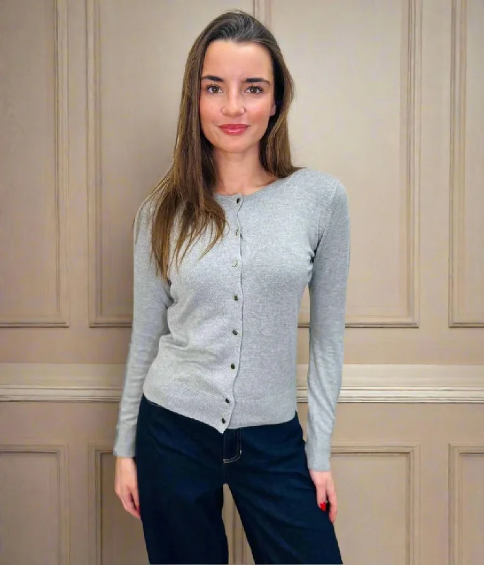 Graceful Drape Grey Button Through Cardigan
