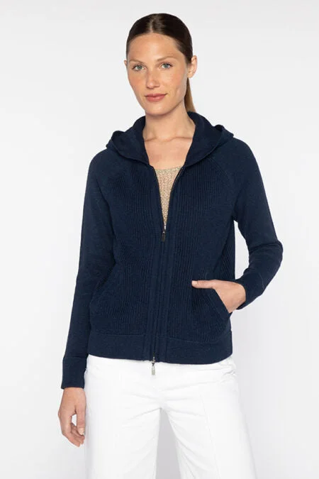 Best Seller Kinross Cashmere Mixed Stitch Zip Hoodie
